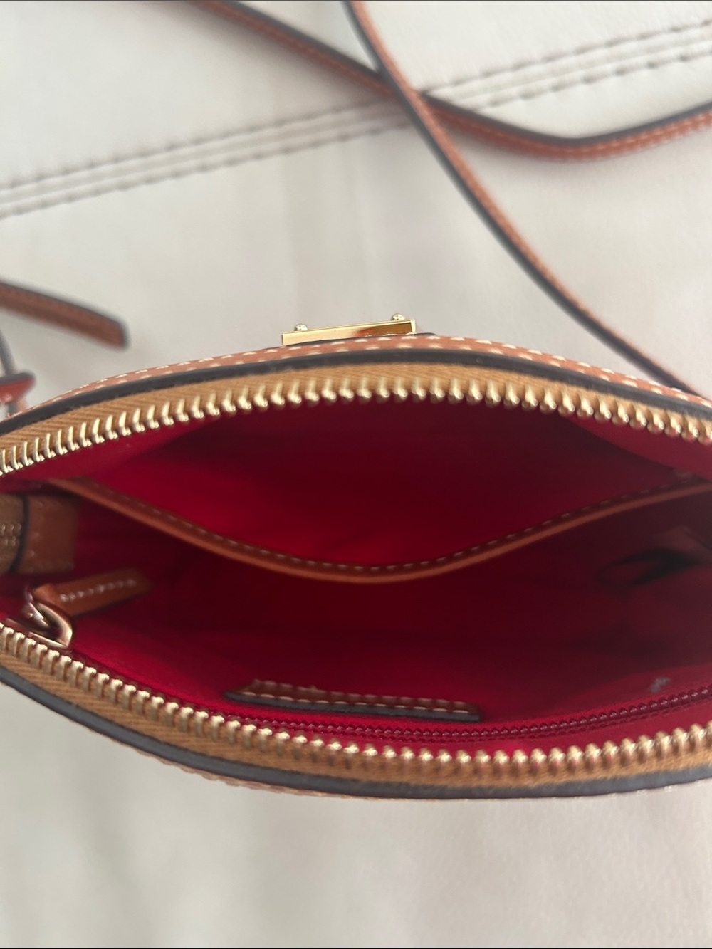 Dooney & Bourke Pink Leather Crossbody with Brown Trim - Picture 6 of 9